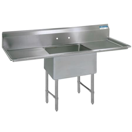 Bk Resources One Compartment Sink 24 in x 24 in, 1, 2, Free Standing, Stainless Steel BKS-1-24-14-24TS